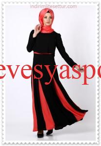 pileli uzun elbise