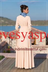 somon rengi uzun elbise